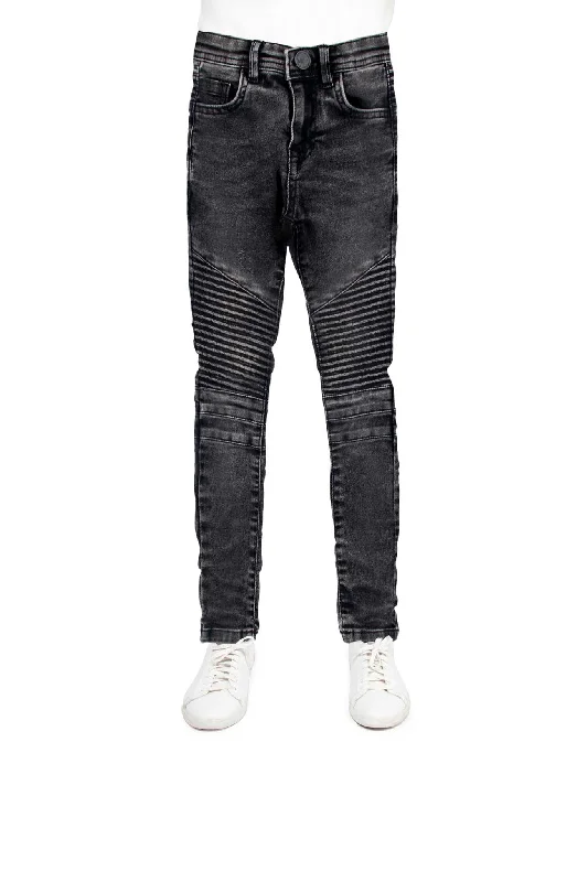 X RAY Kid's Slim Fit Washed Moto Biker Denim Pants