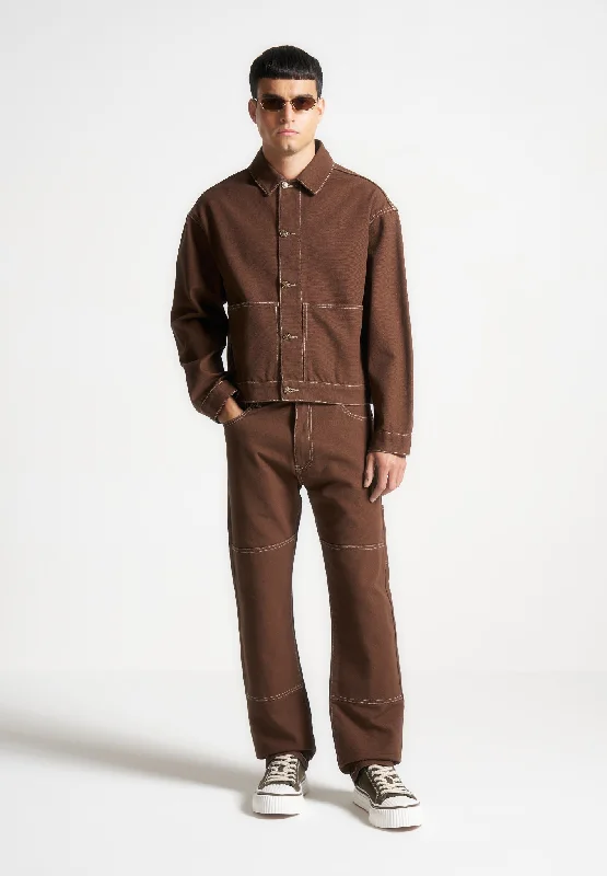 Contrast Stitch Carpenter Jean - Brown