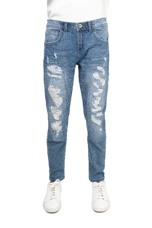 RAW X Boy's Skinny Fit Rip & Repair Denim Pants