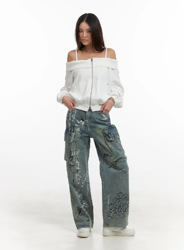 Cargo Painted Jeans CA430