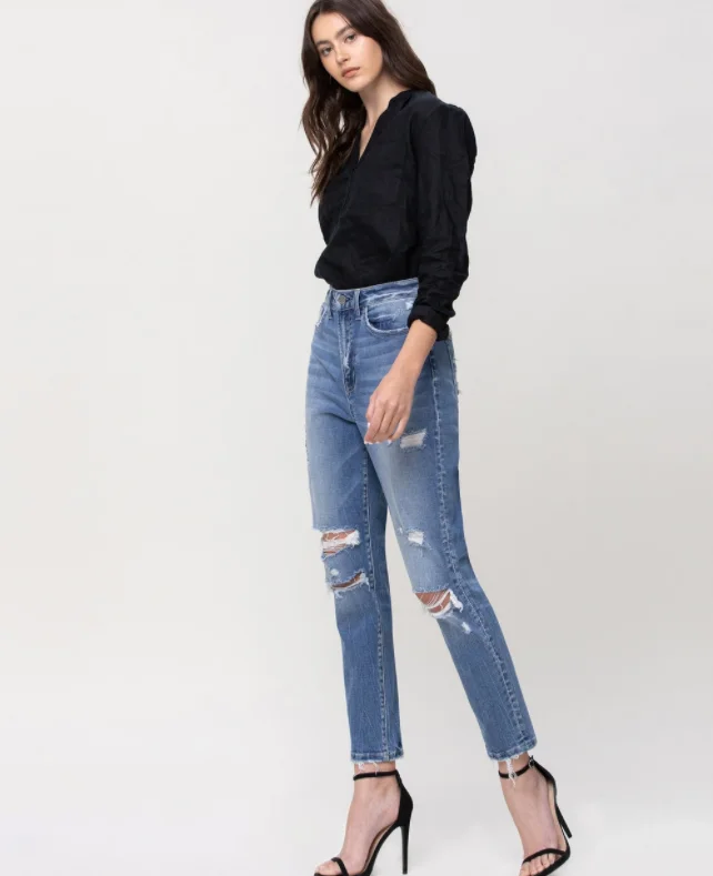 Hollow Super High Rise Mom Jean - Final Sale 40% off in cart