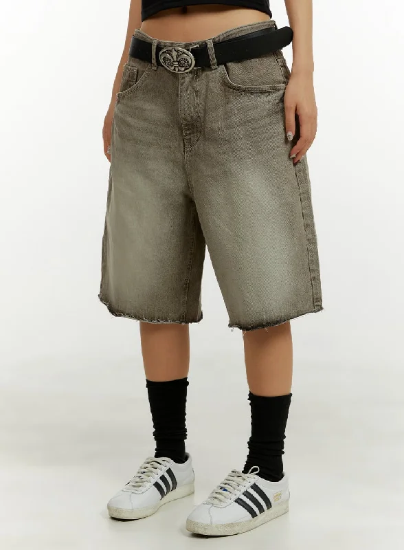 Destroyed Hem Bermuda Jorts CY409