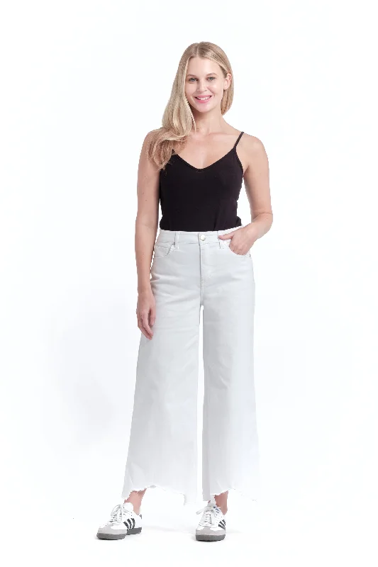 Eco Wide Leg with Release Hem in White