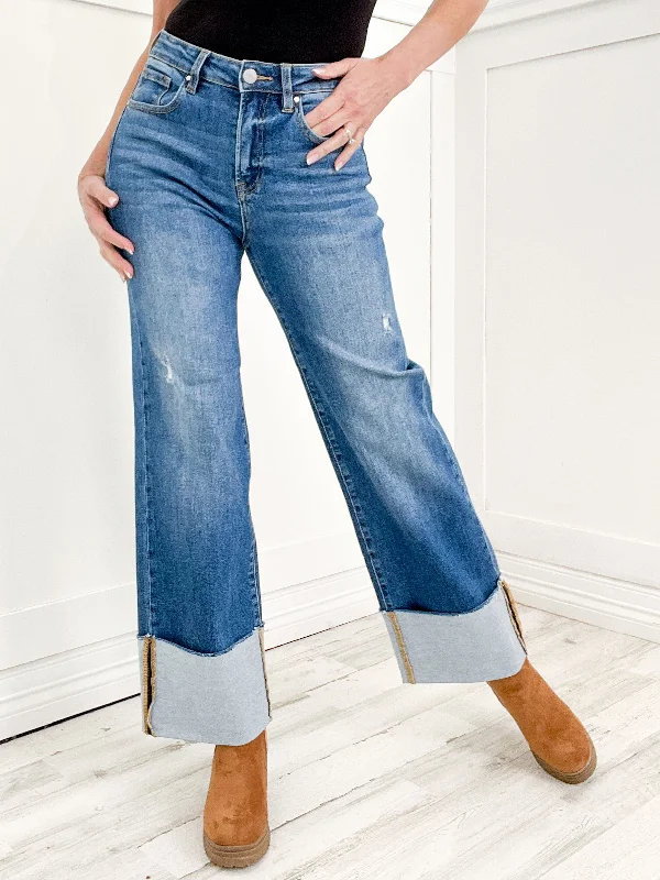 Risen ALL OR NOTHING High Rise Ankle Wide Cuffed Jeans