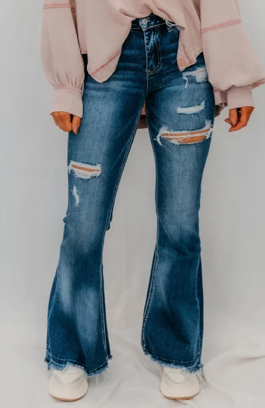 Bella Distressed High Rise Flare Jeans - Giant Step - Final Sale 30% off in cart