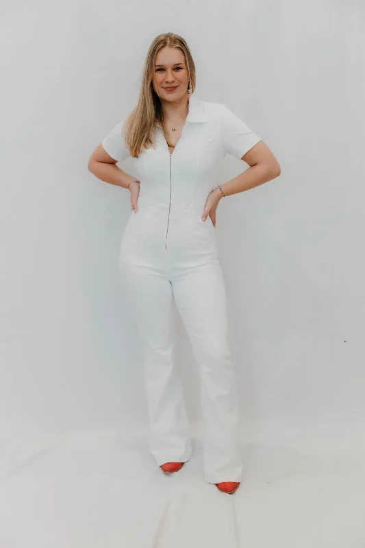 Free People Jayde Flare Jumpsuit - Pure White