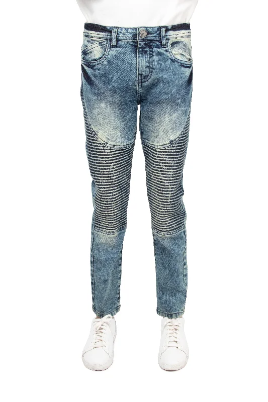 X RAY Boy's Slim Fit Moto Biker Denim Pants