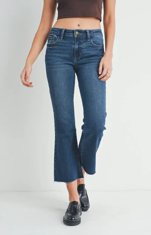 Just USA Jeans Stretchy Cropped Flare Jean - Dark Denim