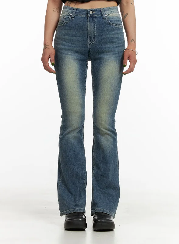 Washed Slim Bootcut Jeans CY429