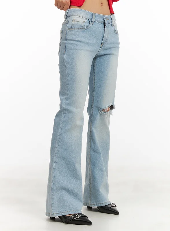 Distressed Bootcut Jeans CY403