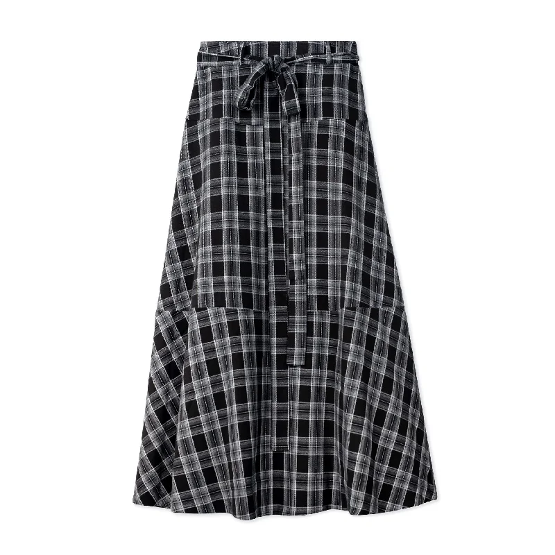 Plaid Maxi Skirt -Grey/Black