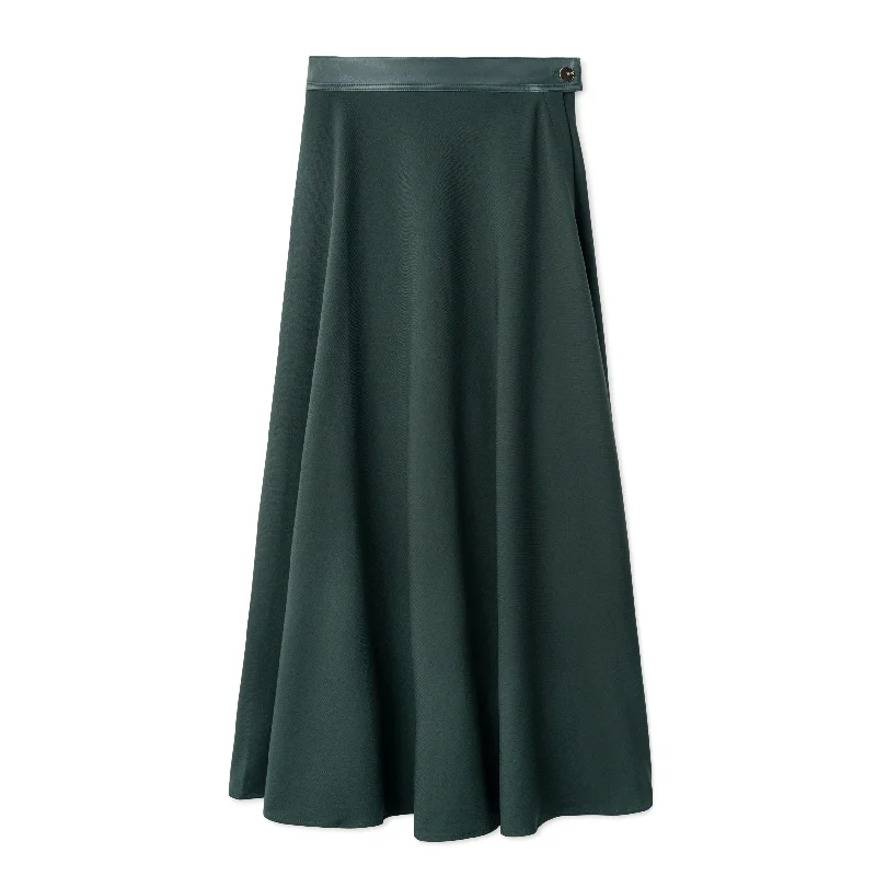 Signature Circle Skirt with Leather Waist Band IN: Emerald