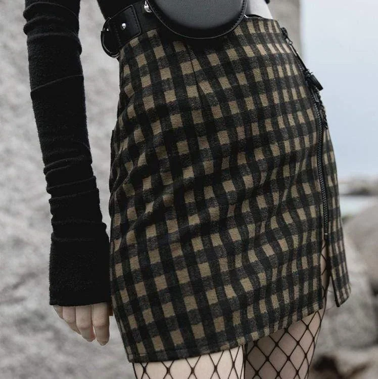 Women's Woolen Plaid/Python Printed Butt-hugging Skirts