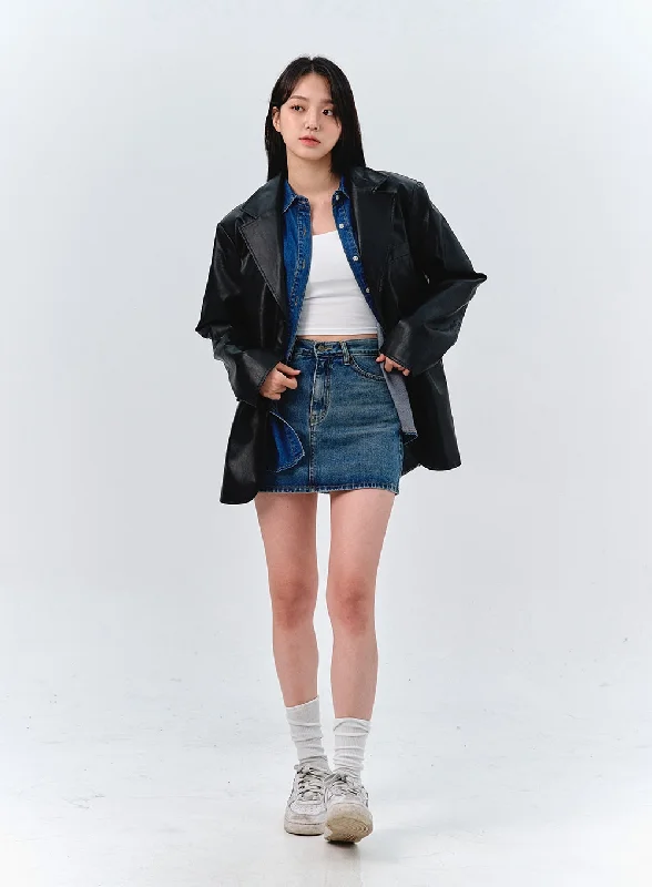 Washed Denim Mini Skirt OO316