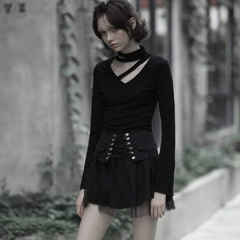 Women's Goth High-waisted Lacing Multi-layered Mesh Skirts