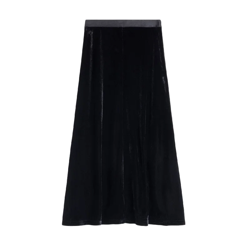 Velour Midi Skirt | Black [Final Sale]