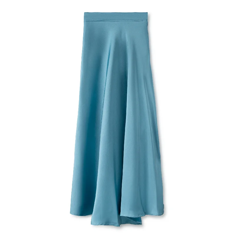 Signature Summer Silk Circle Midi Skirt IN: Blue