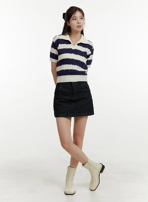 Solid Denim Mini Skirt OY409