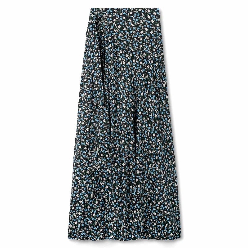 Wrap Tie Skirt - Blue Floral