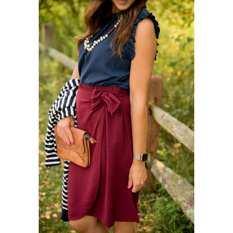 Faux Wrap Tie Skirt