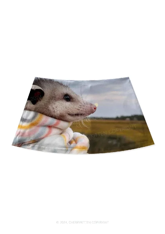 Cold Rat Y2K Print Mini Skirt Cherrykitten