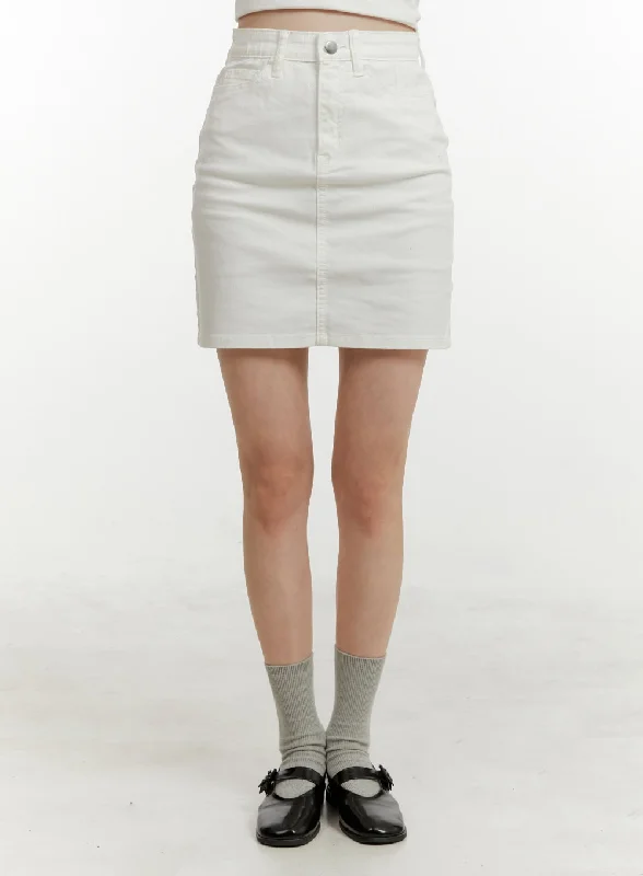 High Waist Cotton Mini Skirt OY409