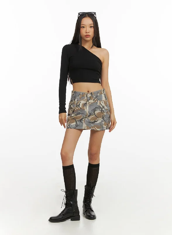 Camo Cargo Pocket Mini Skirt IY422