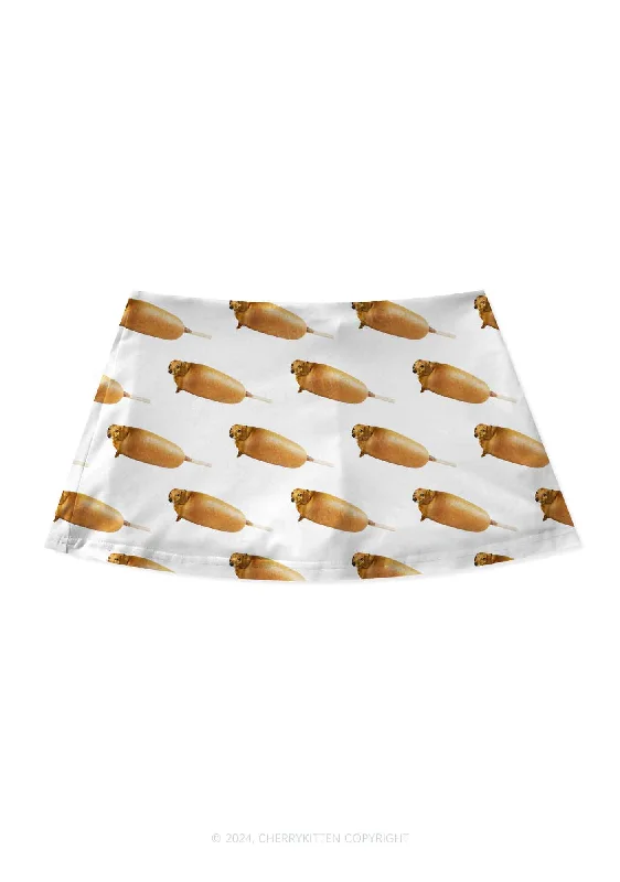 Corn Dog Y2K Print Mini Skirt Cherrykitten