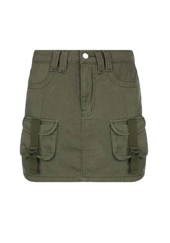 Army Green Y2K Low Waist Slim Skirt Cherrykitten