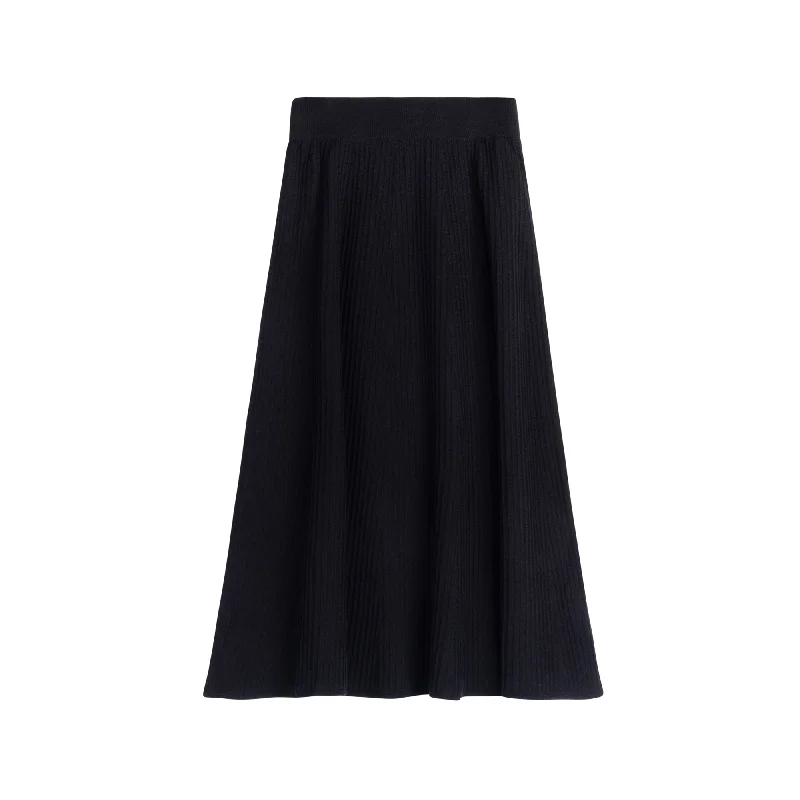 Midi Knit Skirt | Black  [Final Sale]