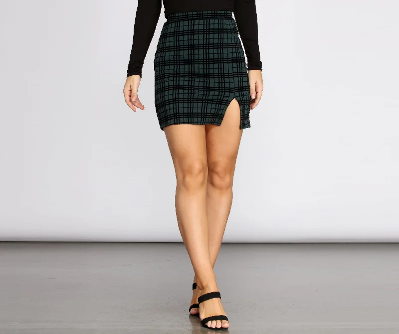 Window Pane Mini Skirt