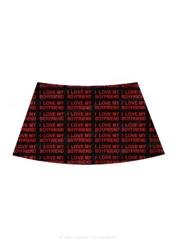 I Love My Boyfriend Y2K Print Mini Skirt Cherrykitten