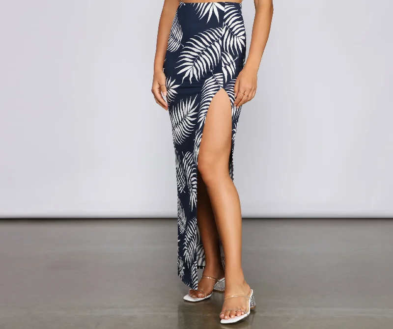 Tropics Bound High Slit Maxi Skirt