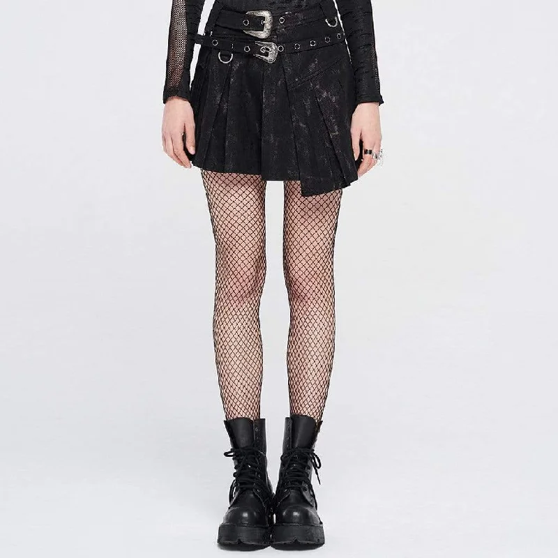 Women's Gothic Snakeskin Irregular Skirts With Belt