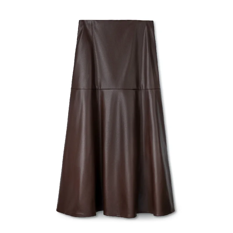 Fit and Flair Leather Skirt IN: Brown