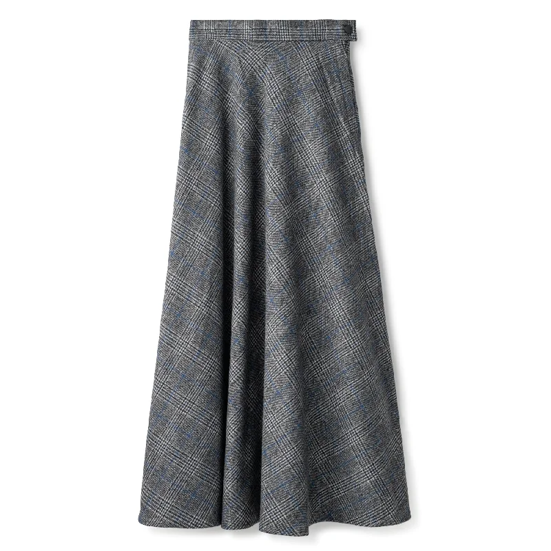 Basic Circle Skirt In: Grey Plaid