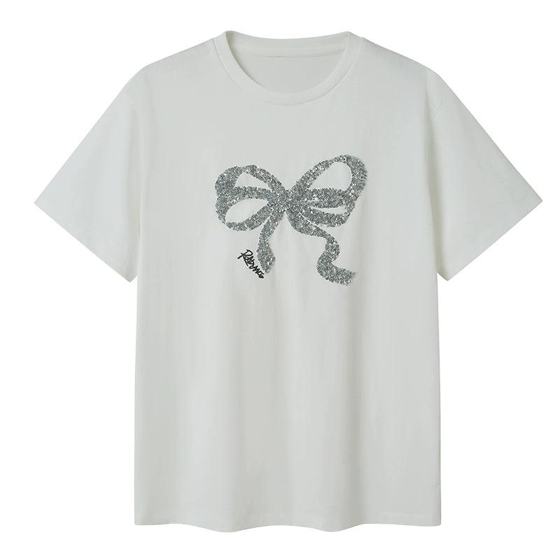 White(Sequin Embroidered T-shirt)