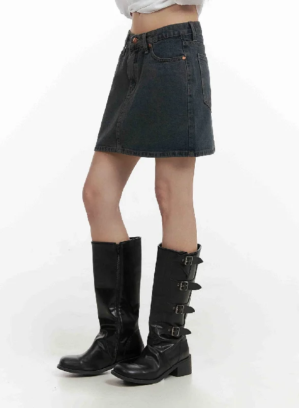 Low Wash Indigo Dream Denim Mini Skirt CY407