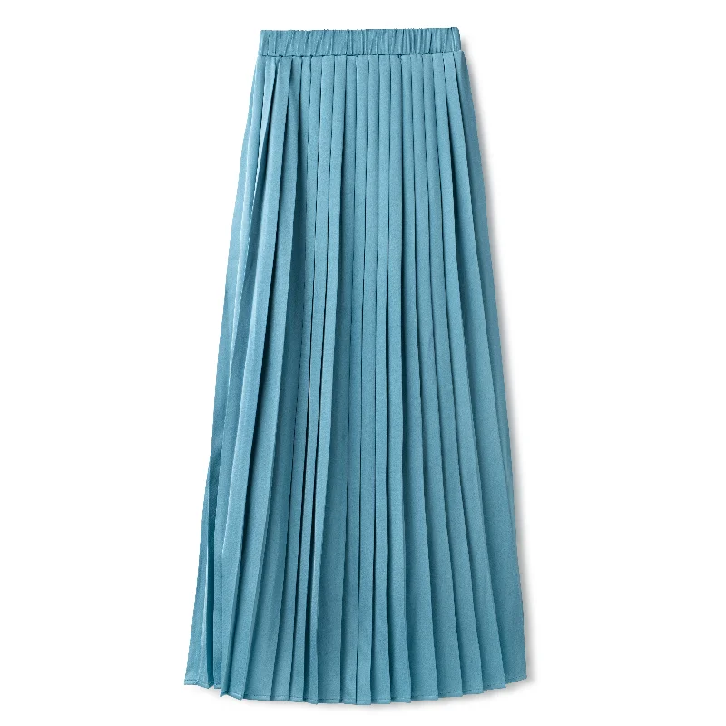 Silk Pleated Skirt IN: Blue