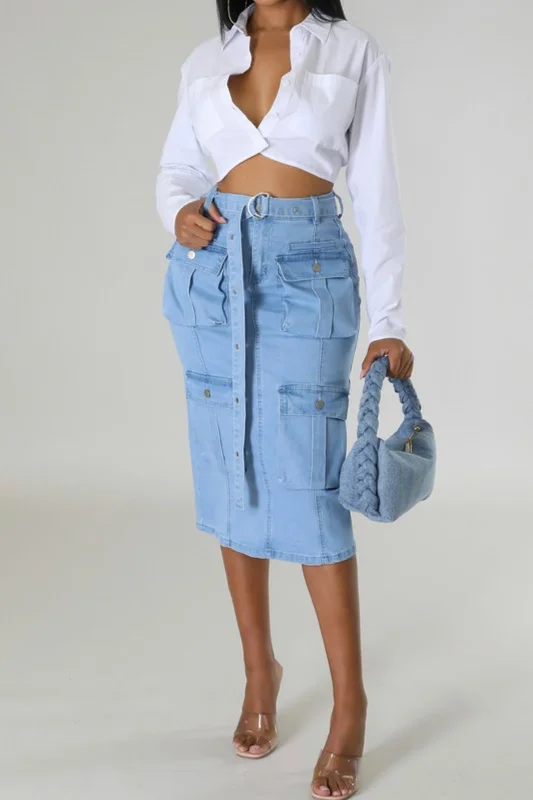 DENIM POCKET SKIRTS