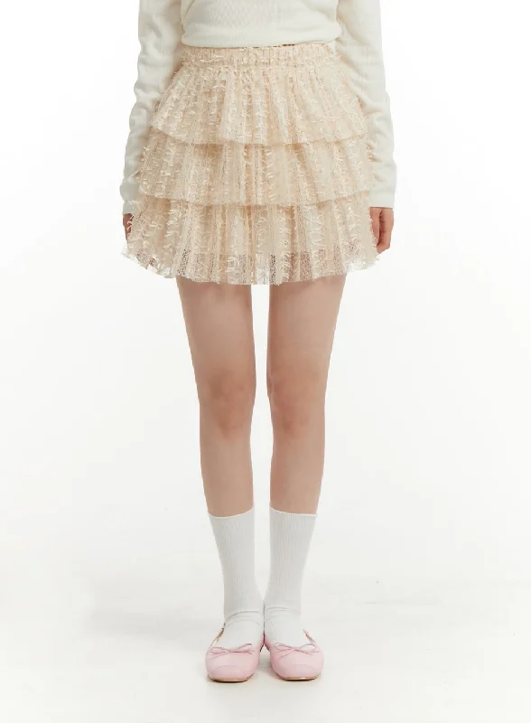 Lace Frill Mini Skirt OF428