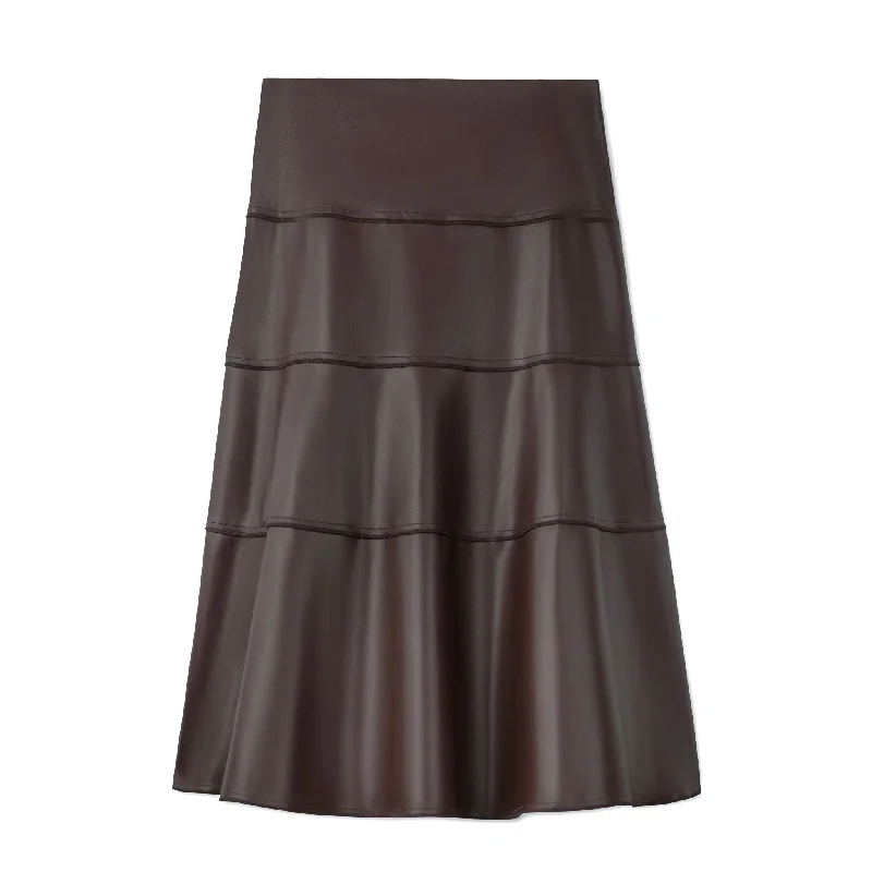 Leather Short Skirt- Brown