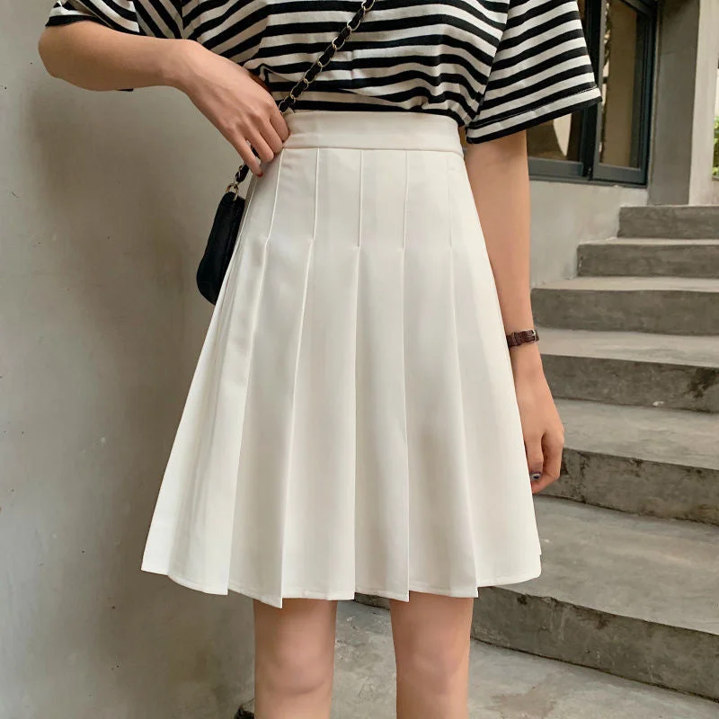 KittenAlarm - High Waist Knee Length Pleated Skirts