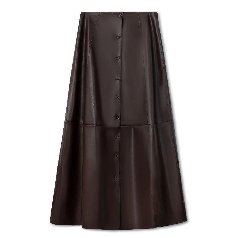 Leather Maxi Skirt - Brown