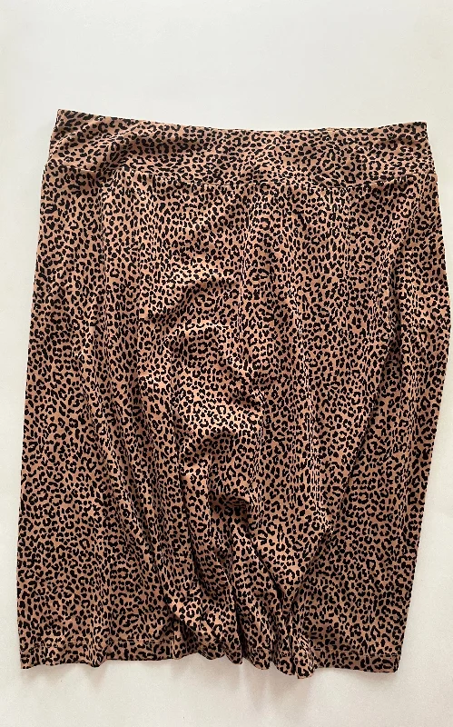 Leopard Print Skirt Midi Lands End, Size Xl